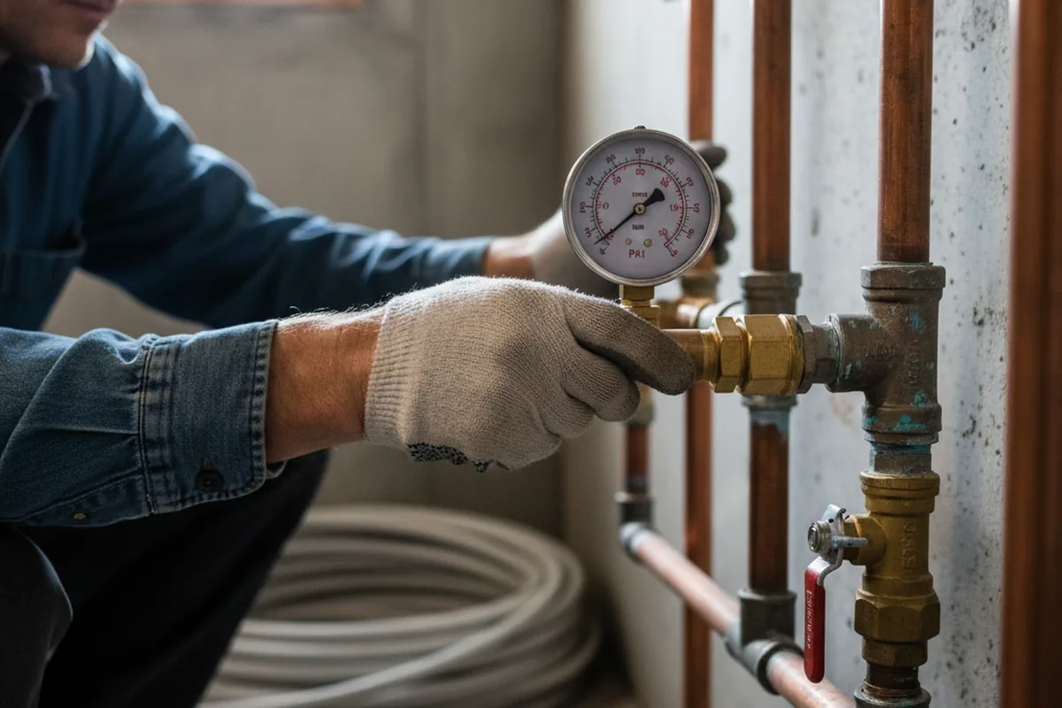 Pressure testing a repaired line during Water Line Repair in Stinson Beach
